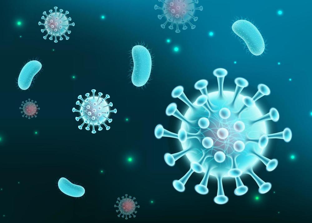 blue-covid-19-and-bacteria-background-vector